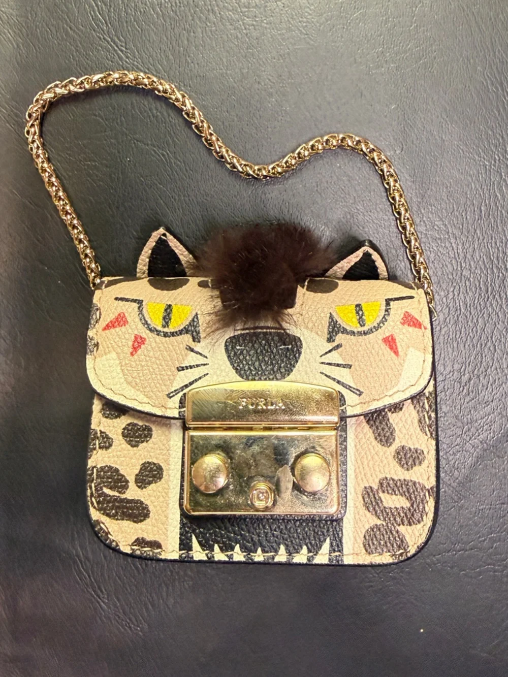 Furla Metropolis Micro Leopard Cat Bag - Limited Edition Animalia Charm - Picture 2 of 8